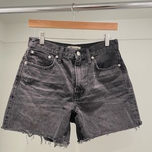 madewell relaxed mid length denim shorts